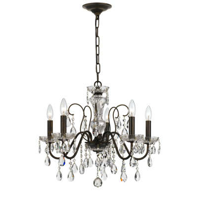 Lustre classique / traditionnel à 5 lumières de style bougie avec détails en cristal Sanabria
