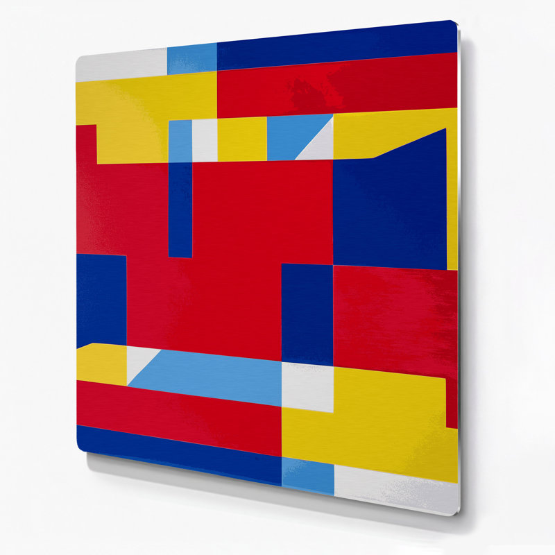 Hard Edge 1, art mural en métal rouge, H 32 po x l 32 po