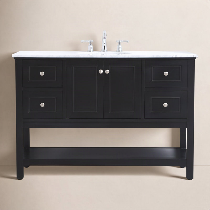 Bonsai 48'' Single Bathroom Vanity with Marble Top, Black