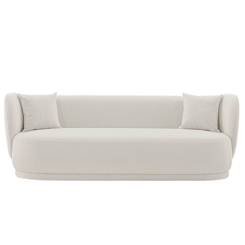 Siri 93'' Modern Linen Weave Upholstered Pine Wood Sofa in Cream, Cream 100% Linen