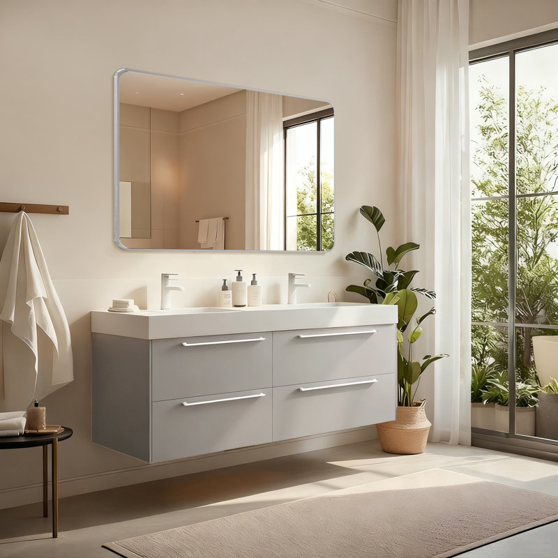 Rectangle Bathroom Mirror, 30" x 40" Wall Mirror with Metal Frame, Silver, 30" x 40"