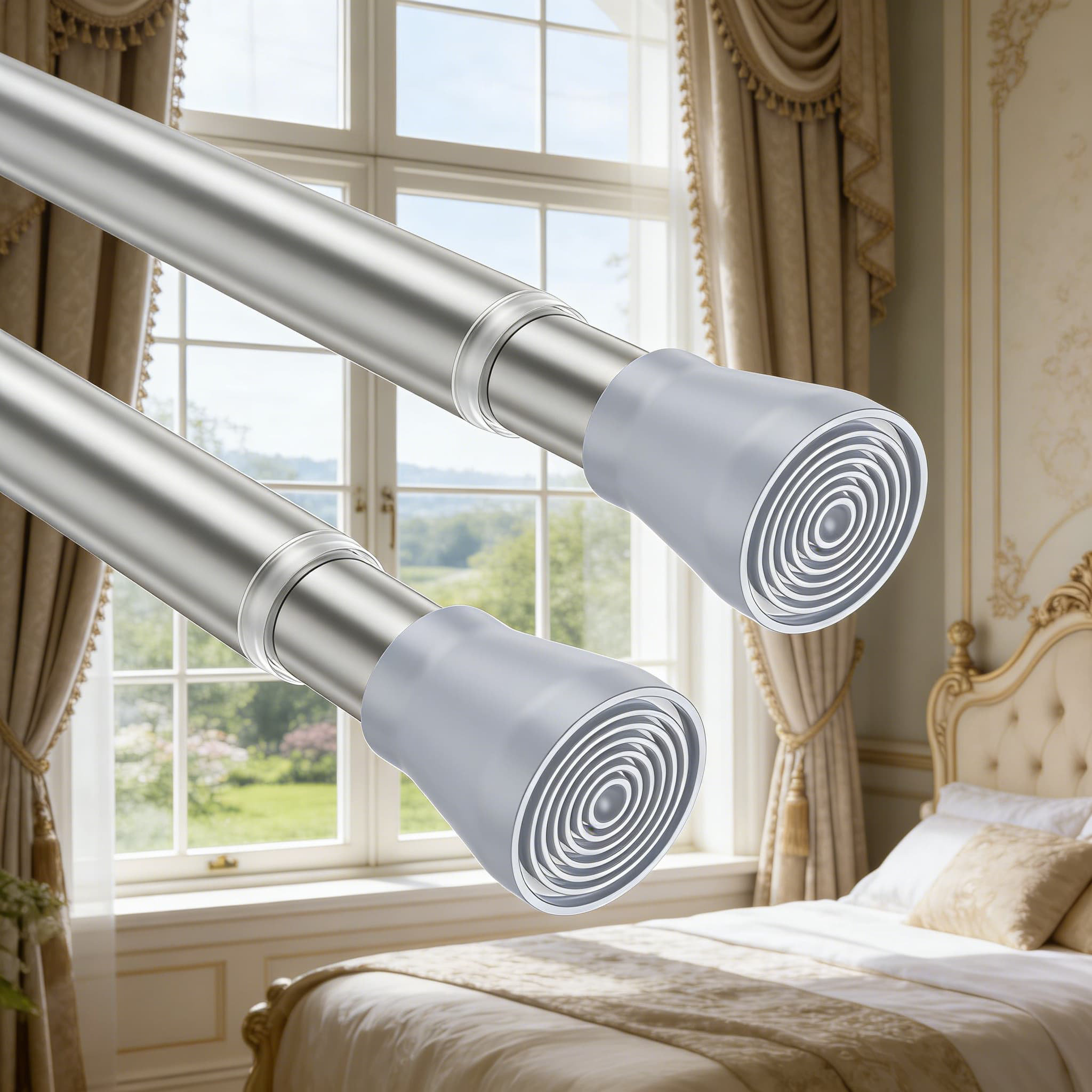 Latitude Run® Adjustable Spring Tension Rod No Drilling Installation ...