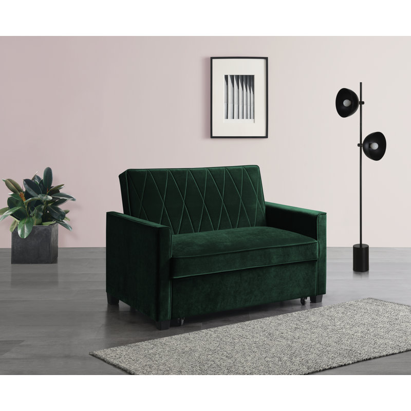 Matt 2 Seater Velvet Sofa Bed, Hunter Green