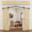 Ensemble de quincaillerie pour porte de grange double en bois de sapin noueux brut de 84 po de hauteur, design en forme de K et de X, porte coulissante en bois massif, deux ensembles de fermeture amortie-133655647-136061025-136061026