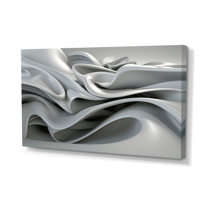 «Gray Infinite Ripples - Modern Waves», reproduction d'art sur toile