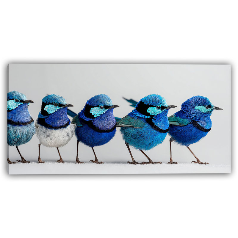 «Group of Singing Blue Birds», art mural, H 20 po x l 40 po