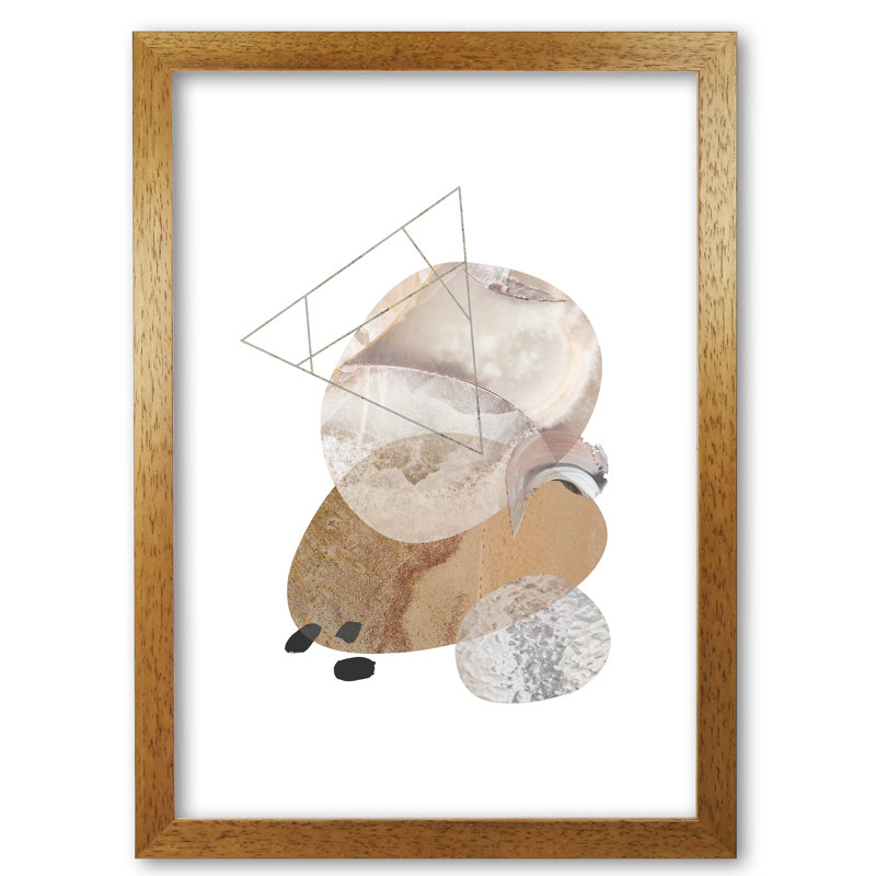 Abstract Geometric Pebble - Single Picture Frame Print, 60 cm H x 42 cm W x 5 cm D, Honey Oak Frame