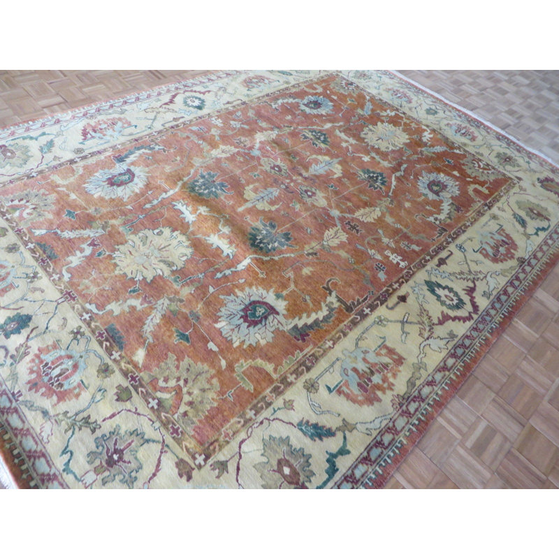Tapis de zone en laine 10 pi 10 po x 11 pi 10 po one-of-kind à la main noué la Beane