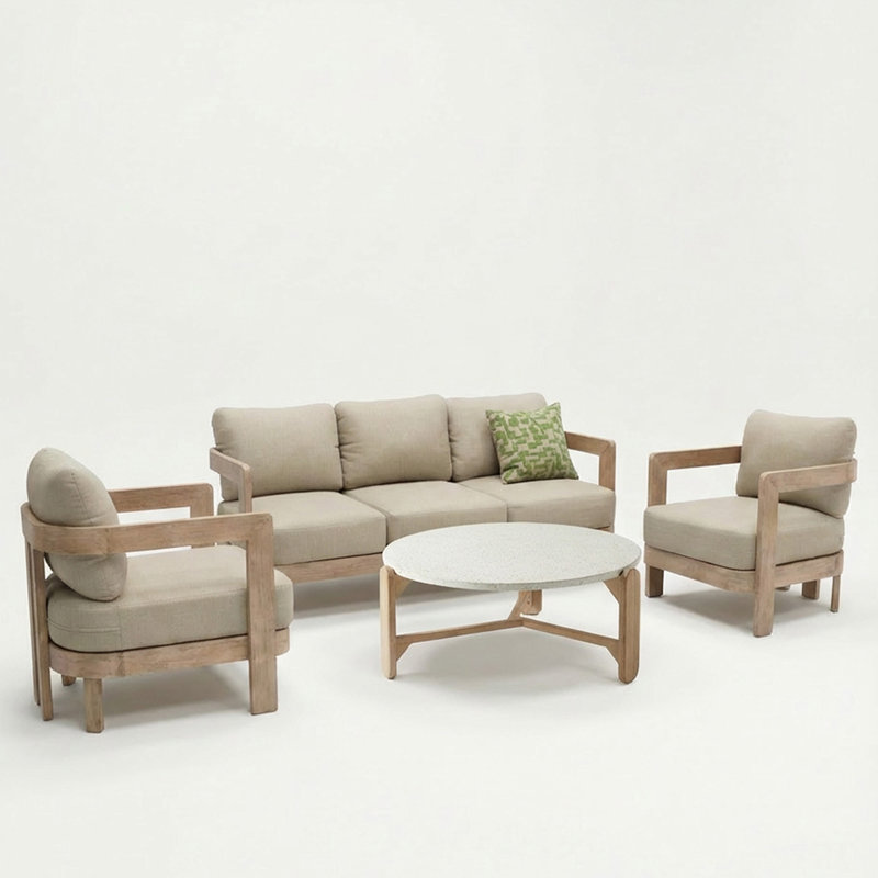 Tatania FSC 1 EVORA 5-Seater Wood Lounging Set with Coffee Table