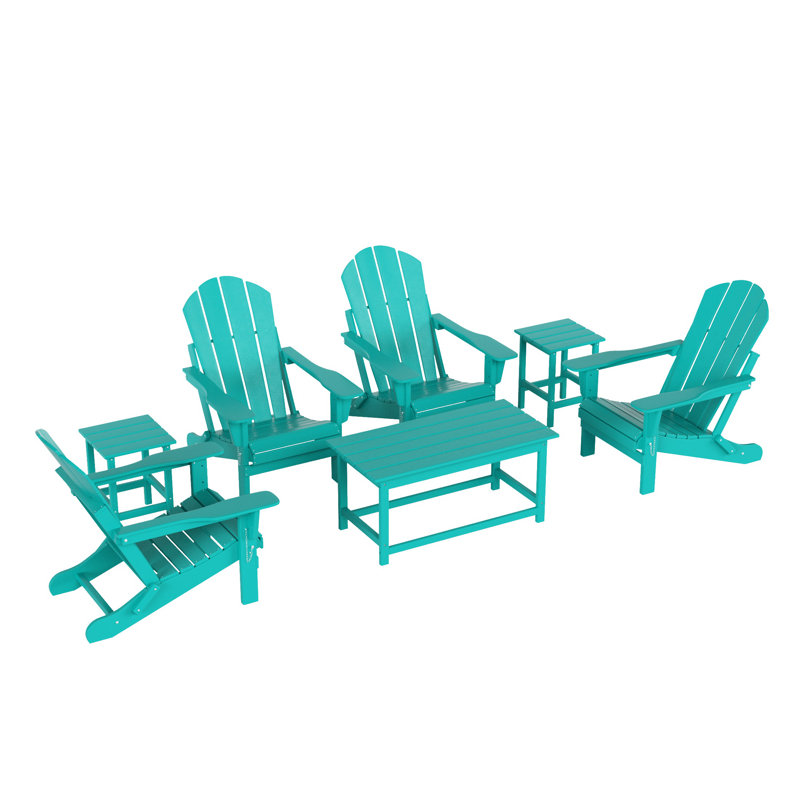Ensemble de conversation de table de bout et de table basse 7 pièces Aderson, Turquoise