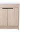 Disposition de meuble-lavabo blanc en résine blanche. 30 pouces autoportantes, 2 portes d'armoire. Fabrication en contreplaqué, tablette réglable. Poignées en métal. Plancher de chêne brut avec inclus. Fabriqué, sensé-312587460-312587462-312587456