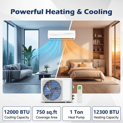 Giantex 12000 BTU Ductless Mini Split Air Conditioner with Heater