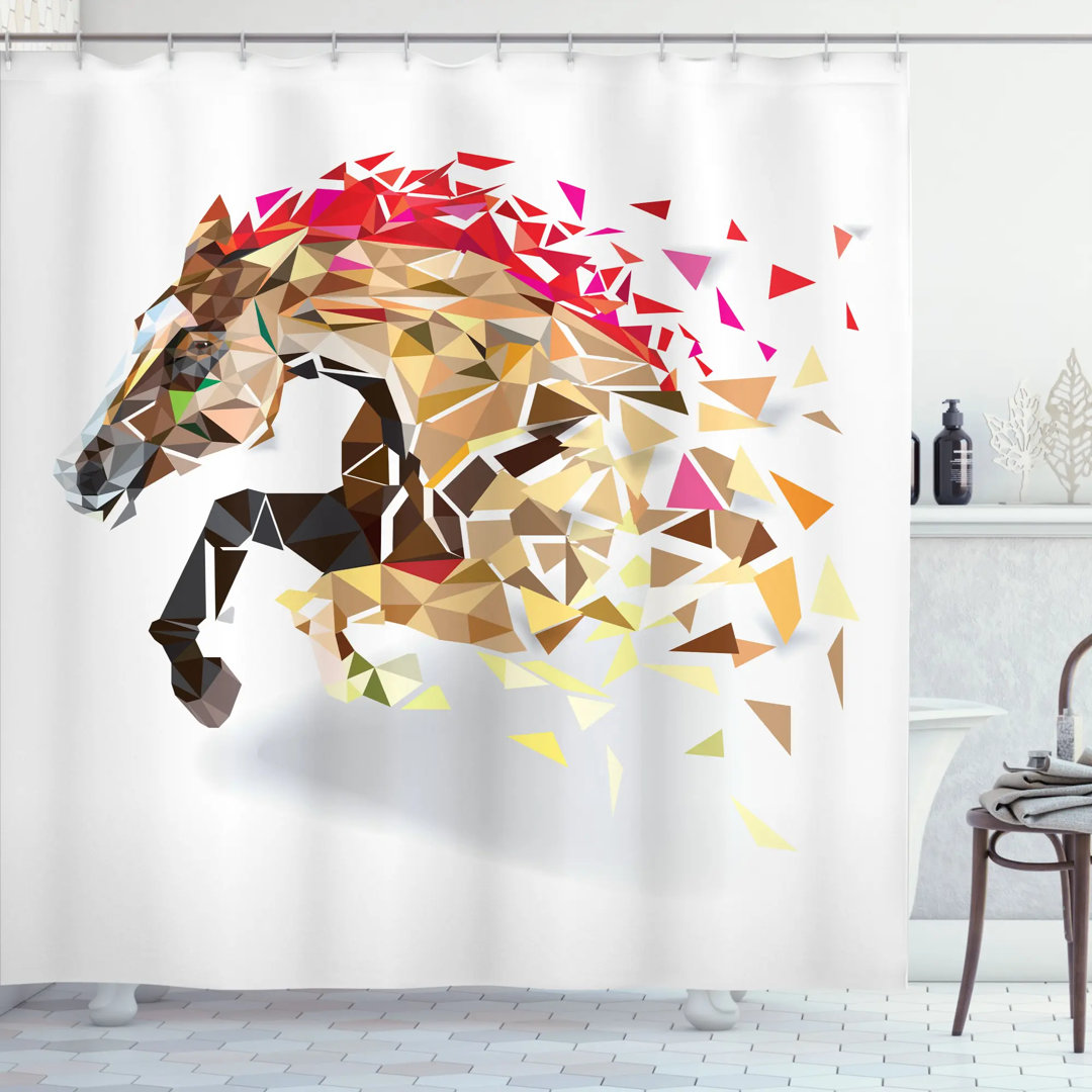 Horse Abstract Art Wild Animal Shower Curtain Set Ambesonne 