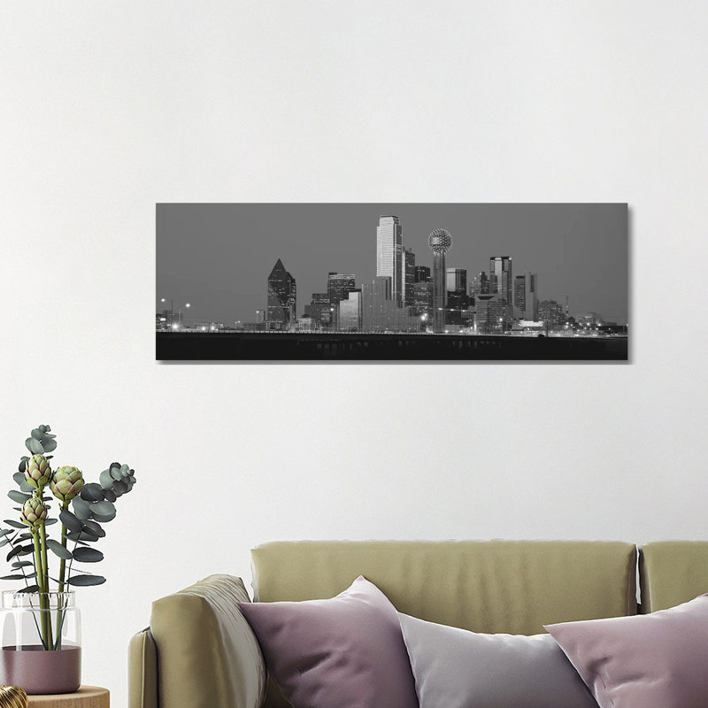 Dallas Skyline Cityscape 1 Piece Wrapped Canvas Panoramic Wall Art, 121.92 cm H x 40.64 cm W x 1.91 cm D