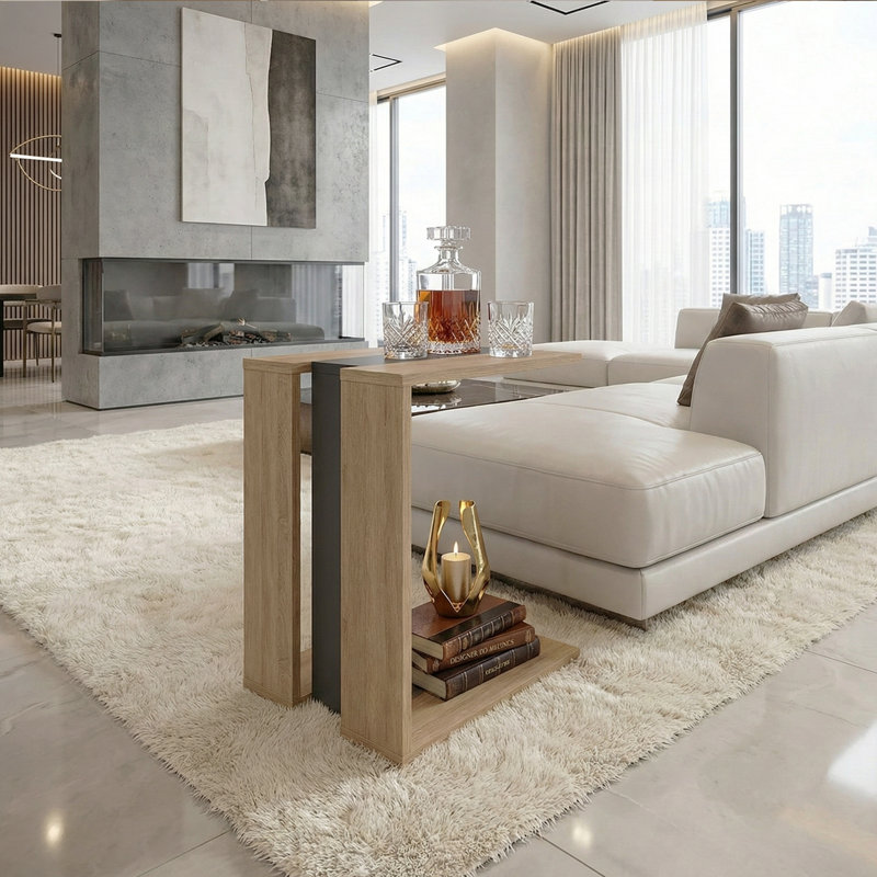 Table de bout Novelty, Gris / brun clair