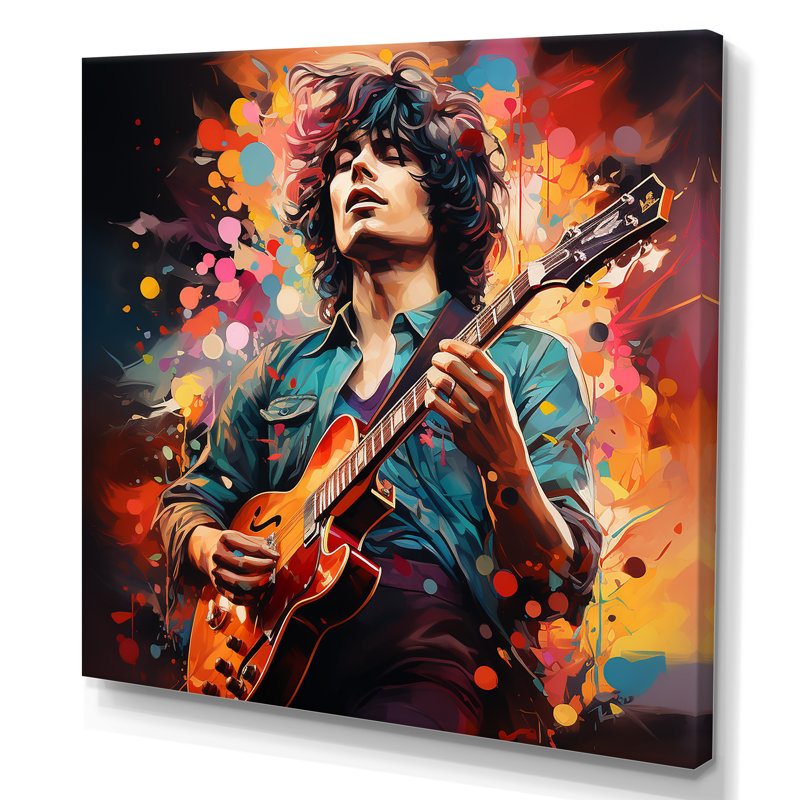 Rockstar Portrait 1 - musique, art mural, Toile tendue, H 16 po x l 16 po x P 1 po