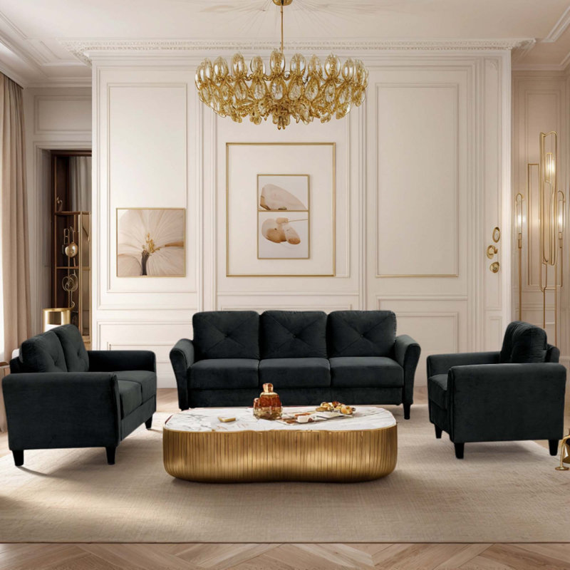 Ensemble de canapé modulaire confortable 1 + 2 + 3, Noir