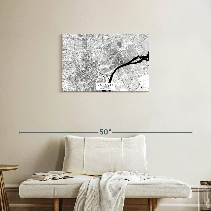 Carte de Aliaz White Urban Detroit, H 20 po x l 30 po