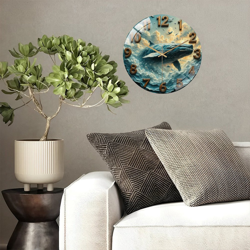 Horloge murale baleine, art nautique, horloge murale 12 po