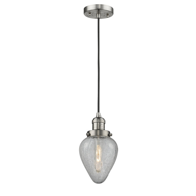 Luminaire suspendu géométrique 1 lumière Shauna, Nickel satiné brossé, Incandescent