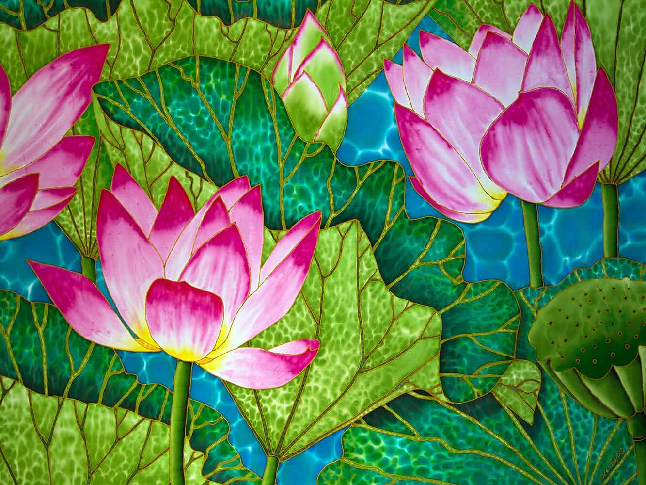 Bungalow Rose Lotus Pond On Canvas by Jean-Baptiste Print