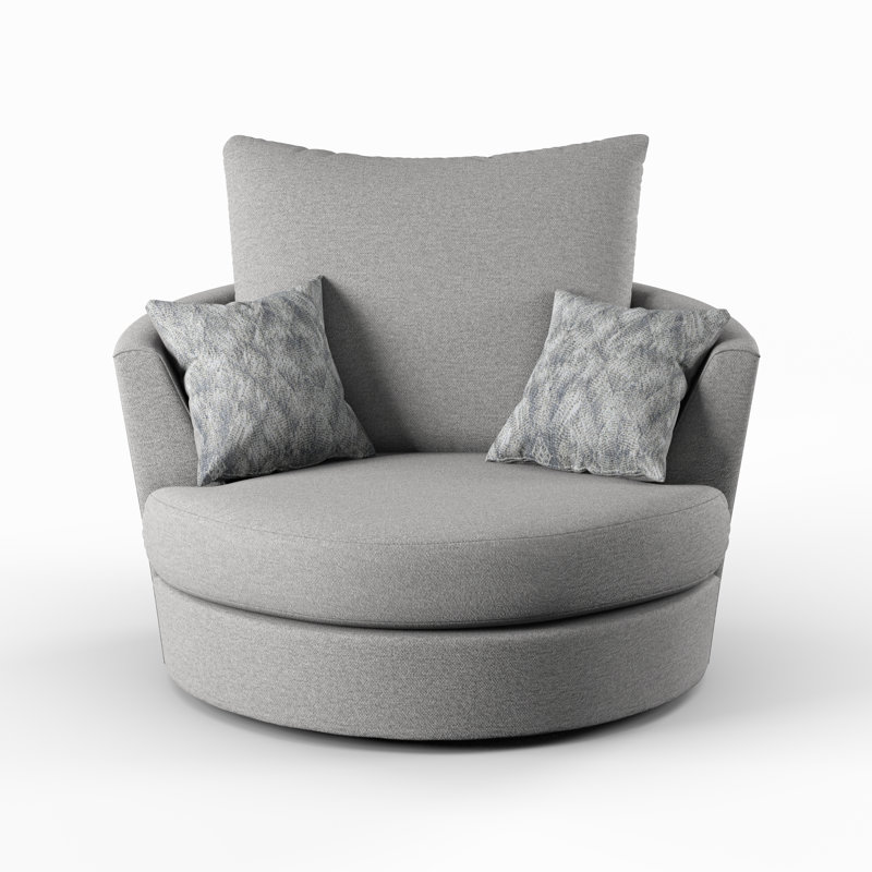 Upholstered Swivel Barrel Chair, Grey