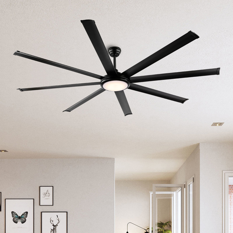Osaze Ceiling Fan with LED Lights, Black with Black Blades, 64"