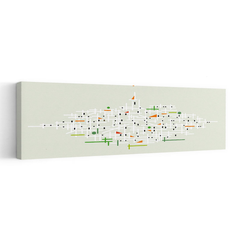 «Abstract City Grid», art géométrique abstrait contemporain, art mural ville, H 16 po x l 48 po