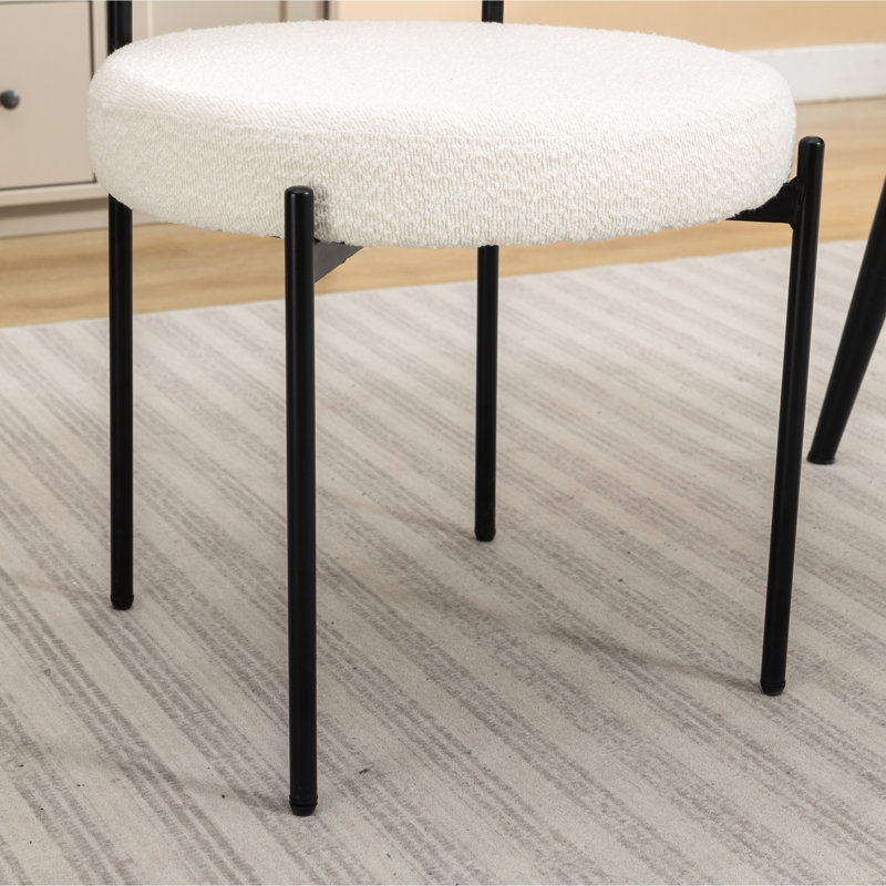 Salle à manger - 5 personnes avec table à tréteaux ronde et 4 chaises d'appoint Boucle, H 30,06 po x L 30,12 po x l 30,23 po
