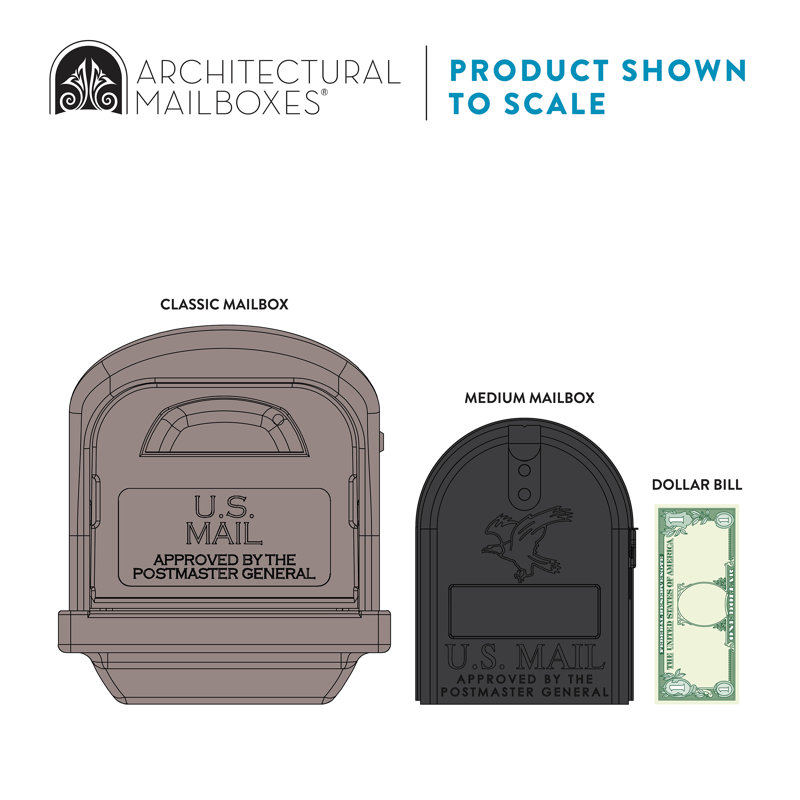 Mocha Medium Plastic Post Mount Mailbox with Composite Post