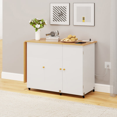 Multipurpose Craft Large Folding Sewing Compact Design Table With Charging Station Lockable Casters Magnetic Doors