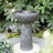 27.5"H 2-Tiered Birdbath Polyresin Outdoor Fountain with Birds, Pump and LED Light (KD)
