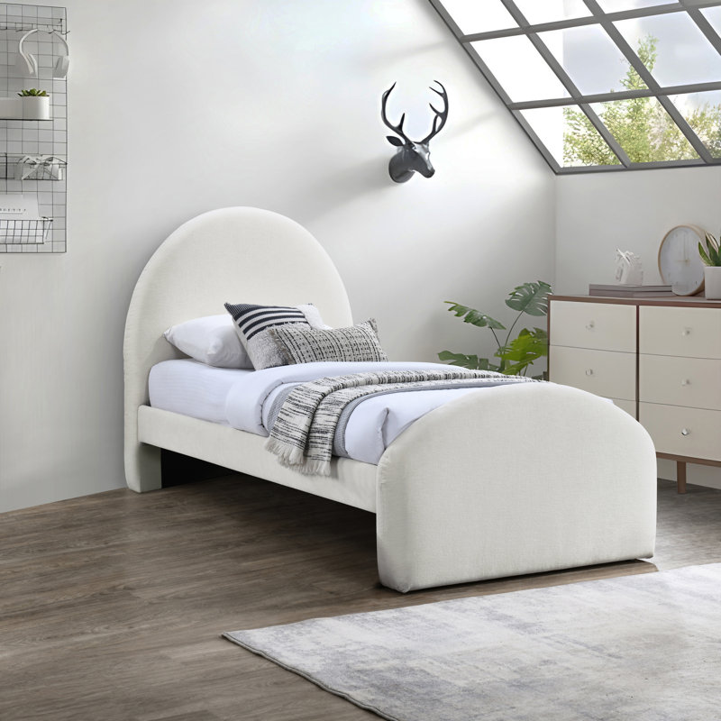 Lit tapissier Chiu, Tissu chenille crème
