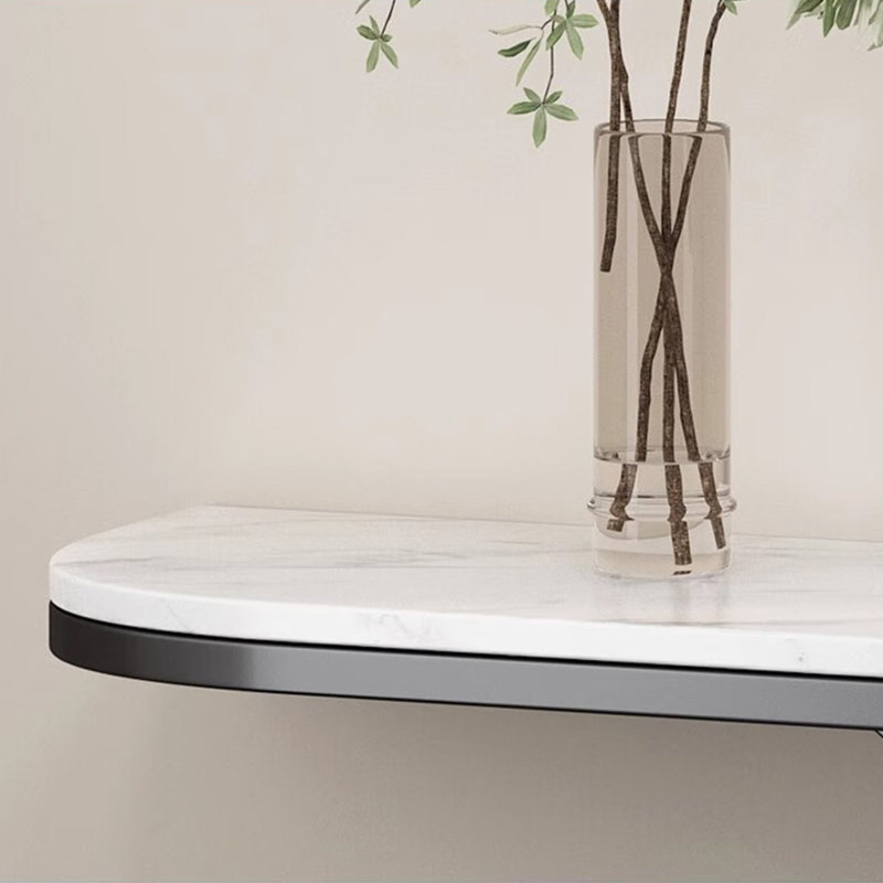 Table de porche en pierre frittée de style moderne, H 31,5 po x l 47,2 po x P 11,8 po, Blanc, Noir