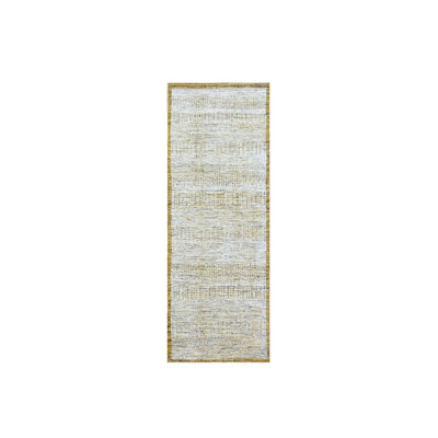Tapis de couloir oriental jaune en laine noué à la main 2 pi 8 po x 6 pi 0 po - MOA10276274