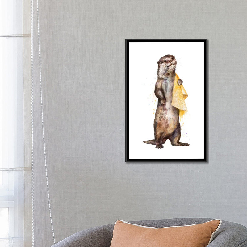 «Otter», reproduction d'impression sur toile, H 26 po x l 18 po x P 1,5 po, Toile avec cadre noir, Pas de tapis