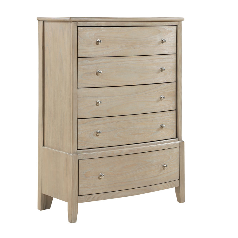 Commode de rangement en bois beige classique à 5 tiroirs Classic Farmhouse