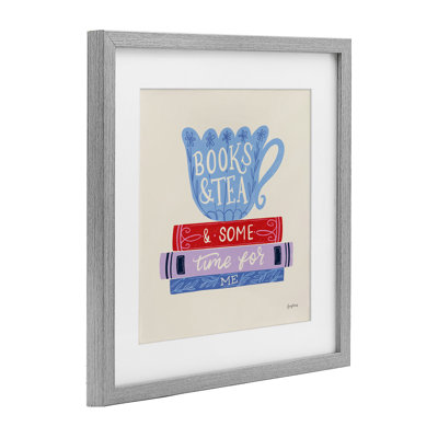 Livres Tea Time For Me, impression sous verre encadrée, conception par Becky Thorns
