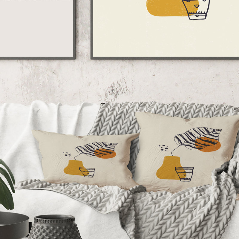 Housse de coussin rectangulaire et insert Botanical Minimalist Leaf with Shapes III
