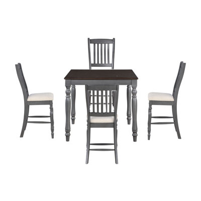 Caola Beige and Grey 5-Piece Counter Height Dining Set -  Alcott Hill®, E8ABBABFD2C04259BEAD0D29495A233D