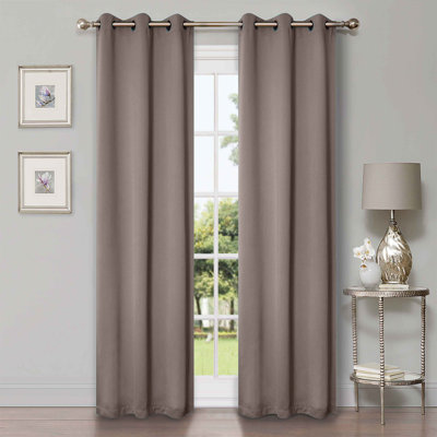 Millendon Energy Saving Modern Polyester Grommet Room Darkening Curtain Pair