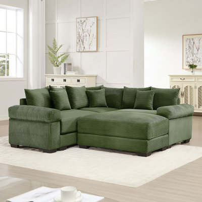 Canapé modulaire surdimensionné avec accoudoirs très épais, tissu velours côtelé et conception ergonomique pour un confort ultime