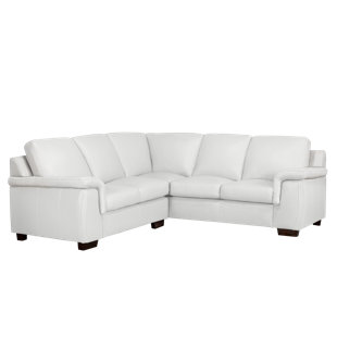 Canapé modulaire de coin symétrique en cuir véritable de 94 po Awa