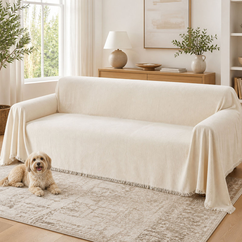 Housse de canapé en chenille pour animaux de compagnie et canapés modulaires