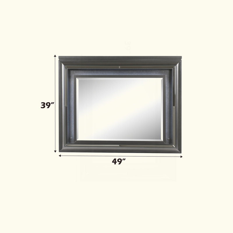 Metallic Gray Finish Mirror W/Led