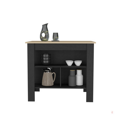 Cortes Kitchen Island 2-Tier Shelf 40" Width And Large Work Top