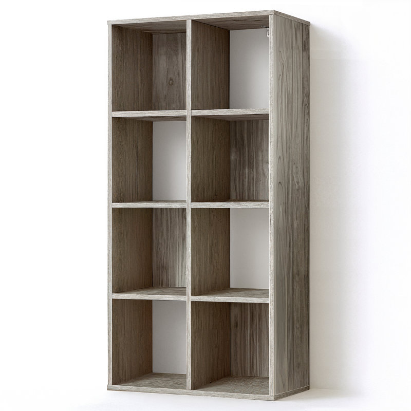 8-Cube Storage Organizer Shelf with Extra Thick Exterior Edge, 13-Inch Open Storage Shelf Divider, Dark Grey , 8 Cube
