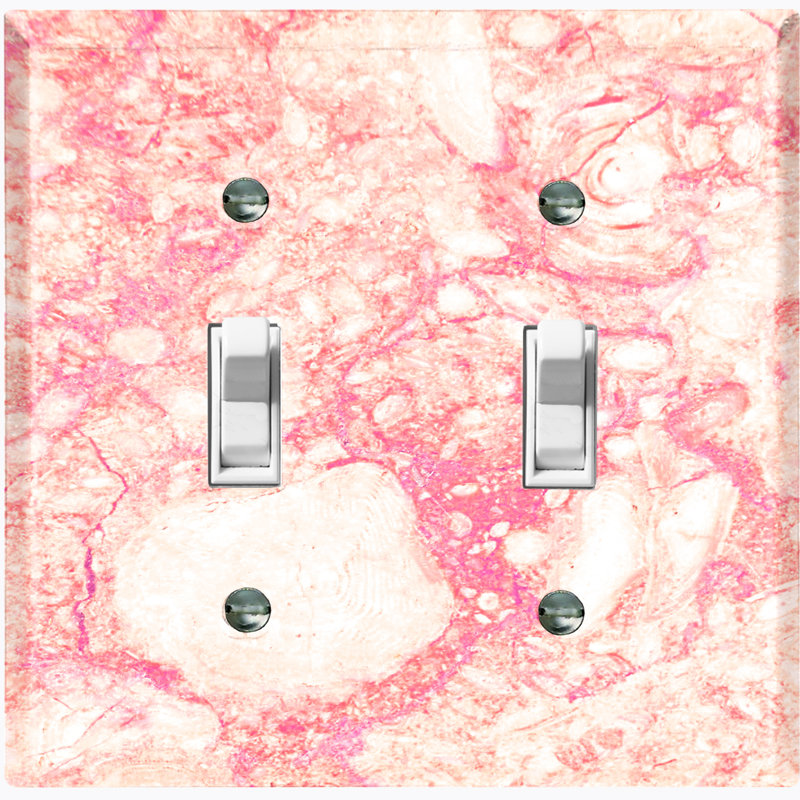 Plaque murale 2 interrupteurs à bascule, Beige / rose / blanc