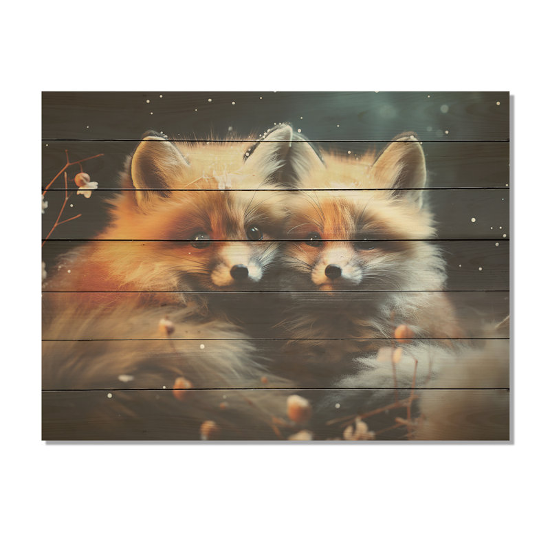 Printemps mignon Foxs Gaze II - renard sur bois, H 30 po x l 40 po x P 0,78 po