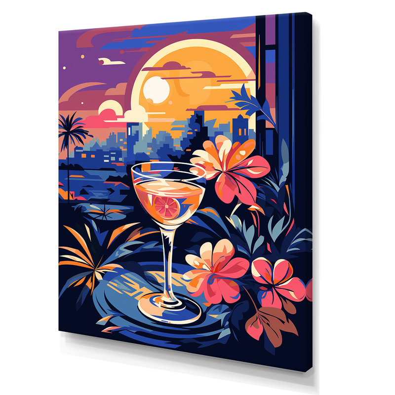 Mauve coucher de soleil - Harmonie de cocktails, H 32 po x l 16 po x P 1 po